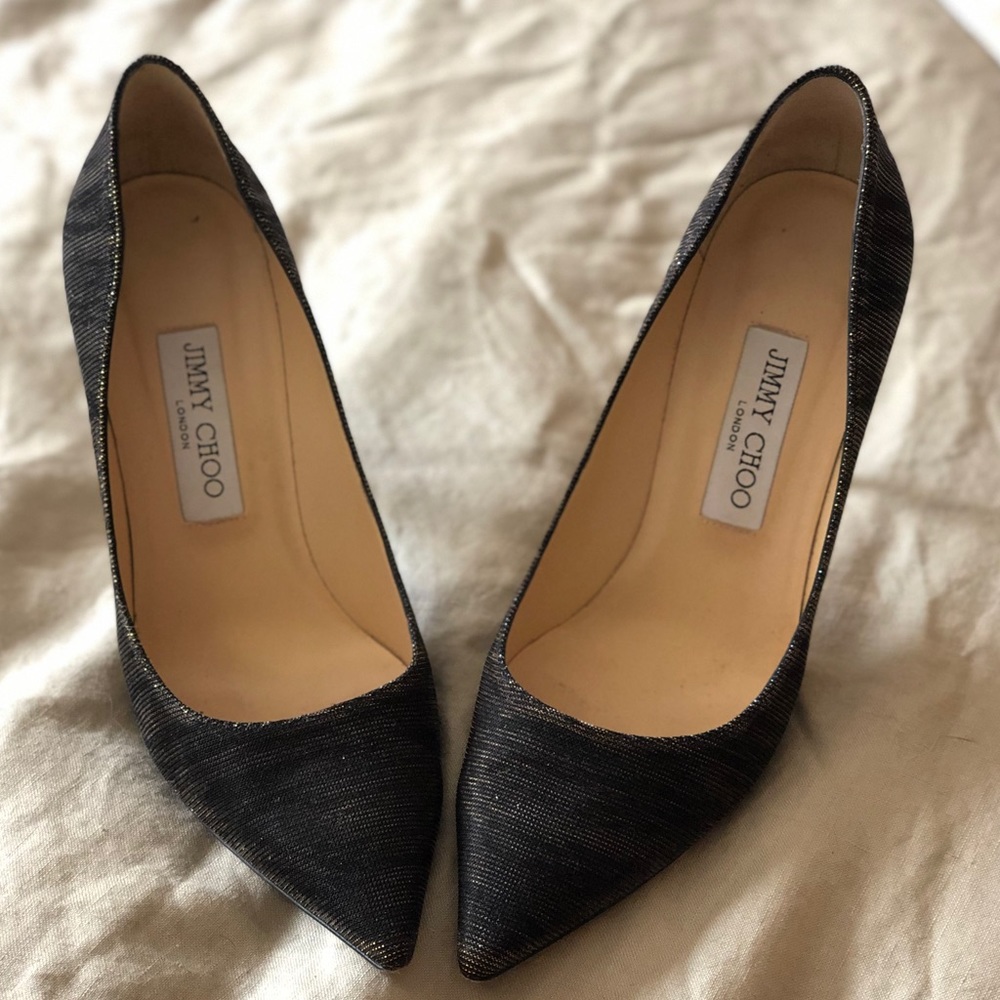 Jimmy Choo Abel Zebra-Print Lamé Pump, Black/Amber - Picture 7 of 10